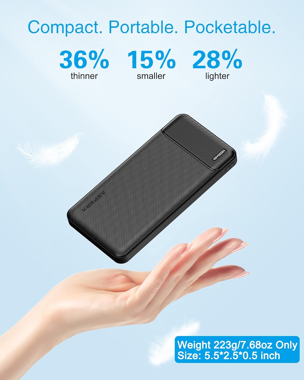 AsperX 2-Pack 10000mAh USB C Output Portable Charger Power Bank Fast Charging, Portable Phone Charger External Battery Pack for iPhone, Samsung, Google LG and Heated Vest