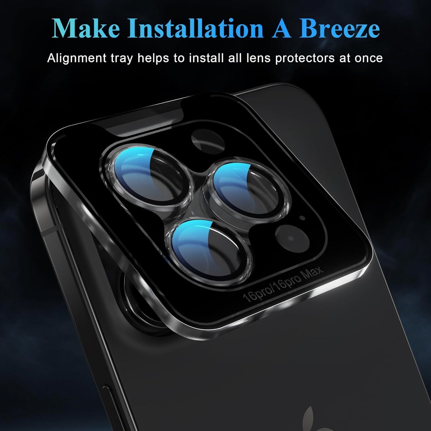YWXTW Camera Lens Protector for iPhone 16 Pro/iPhone 16 Pro Max, [1 Step Installation Tray] Tempered Glass Screen Protector Metal Individual Camera Cover Accessories Case Friendly (Clear-2Pack)