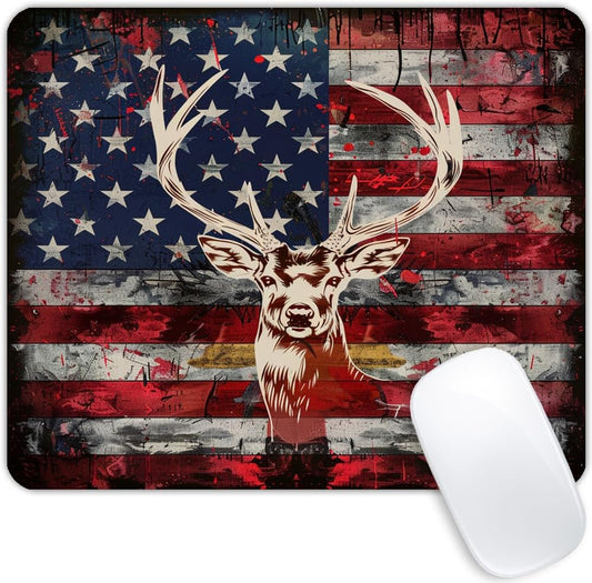 Square Mouse Pad Colorful Deer and National Flag-1,Gaming Mouse Pads for Desk,Soft Computer Waterproof Non-Slip Mouse Mat