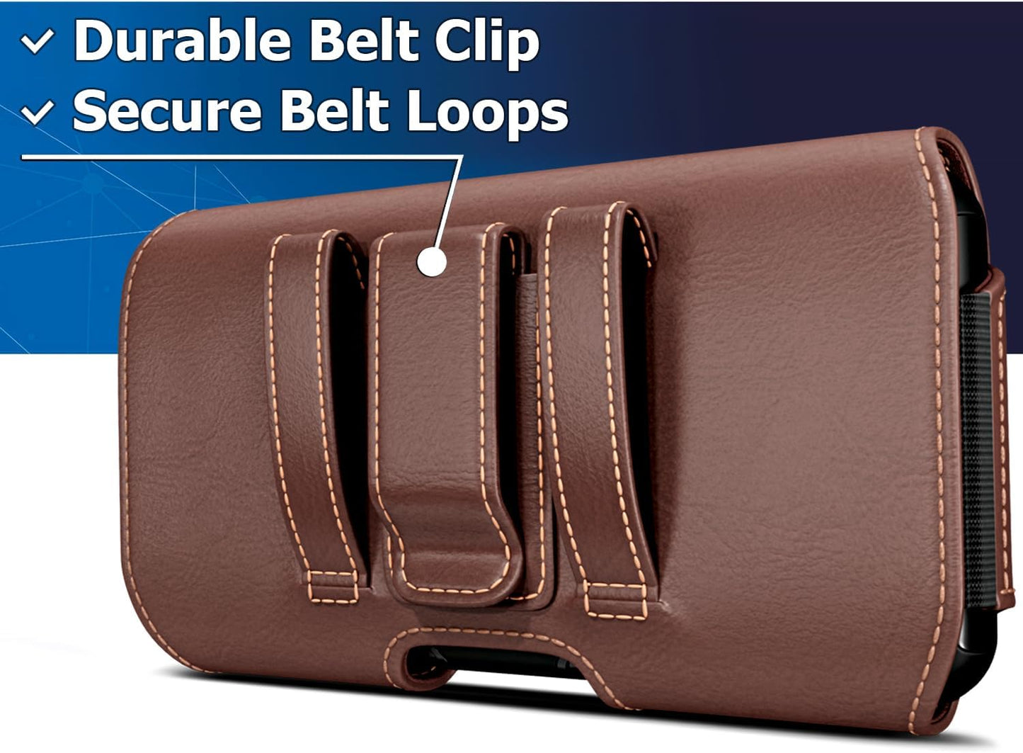 DeBin Case for Galaxy S25 S24 5G S23, S22, S21, S20, S10, S9, A10e, A01, Note 10, Cell Phone Belt Holster Clip Pouch Holder Cover (Fits Samsung with Otterbox Commuter Case) Brown