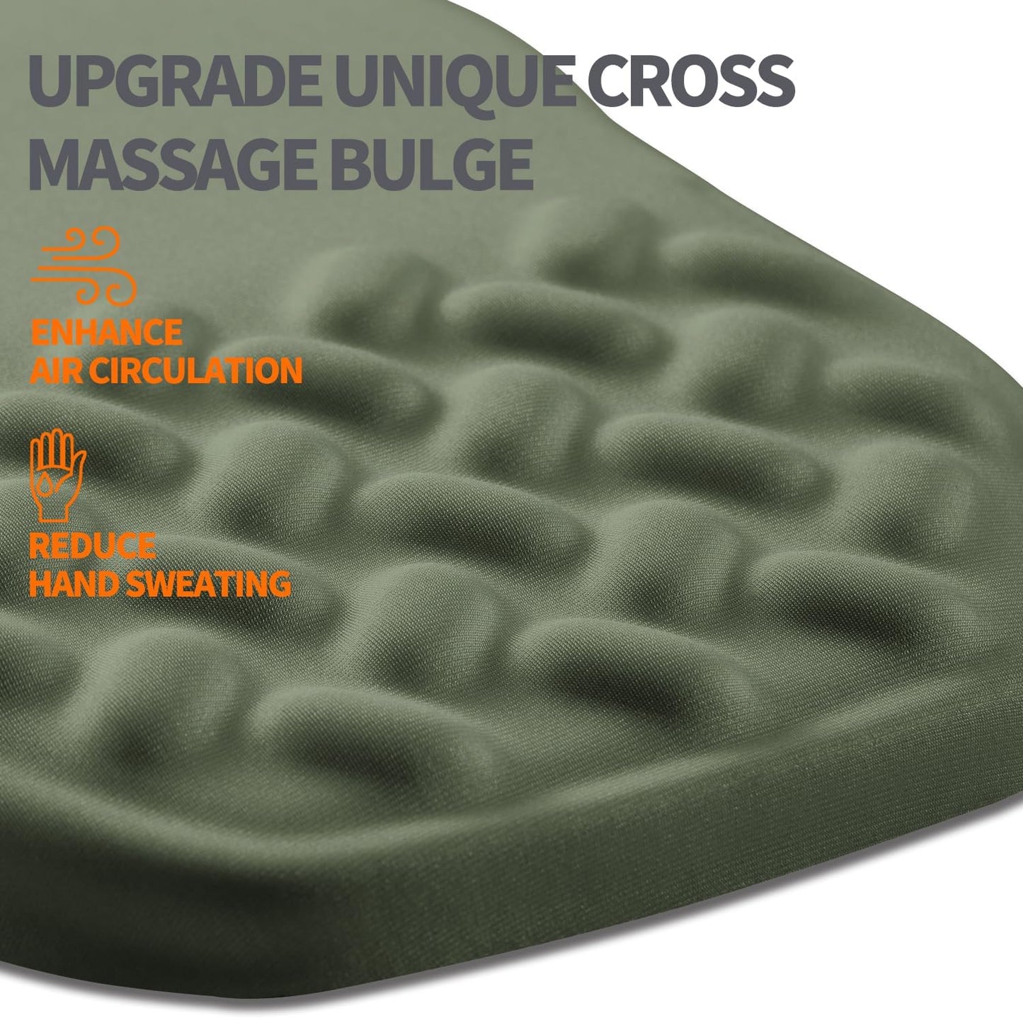 Ergonomic Slope Mouse Pad Wrist Support, Wrist Rest Mousepad for Carpal Tunnel Pain Relief with Massage Bulge and Slow Rebound Memory Foam (12x8 inch, Olive Green)