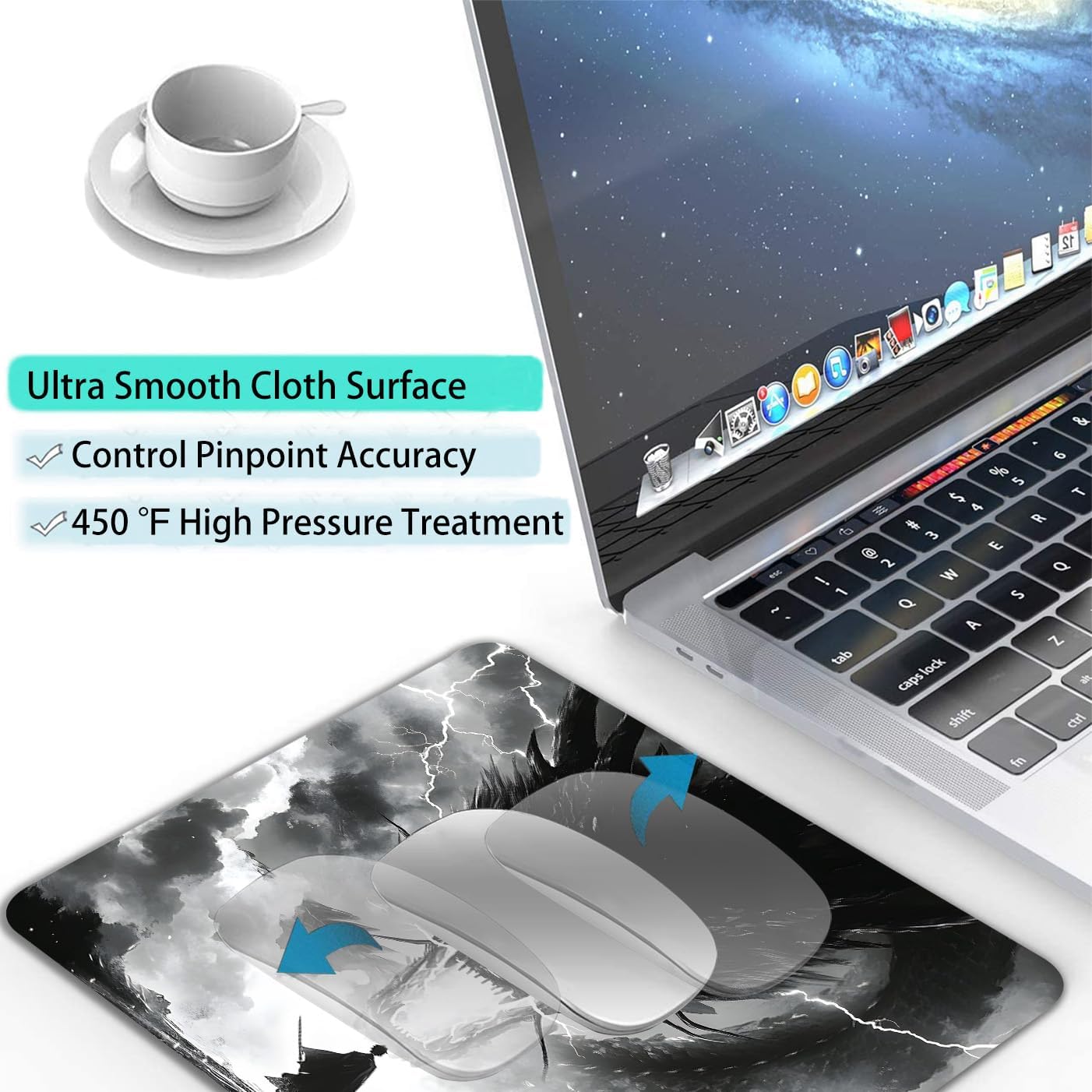 Japanese Samurai Cartoon Anime Dragon Custom Mouse Pad with Non-Slip Rubber, Small Square Design for Wireless Laptop & Computer Mouse Pads for Desk, 9.5 x 7.9 inch Smooth Surface for Gaming & Office