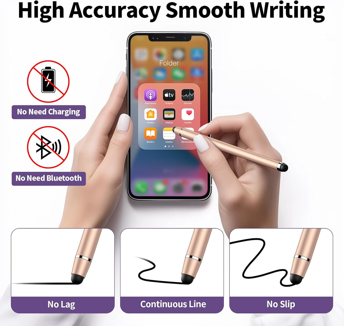 Stylus Pen for Touchscreen,2 in 1 High Precision and Sensitivity Stylus,Stylus Pen for iPad/iPhone/Android/Samsung Smartphone and Tablets,Compatible with All Touch Screens(10 Colors Stylus)