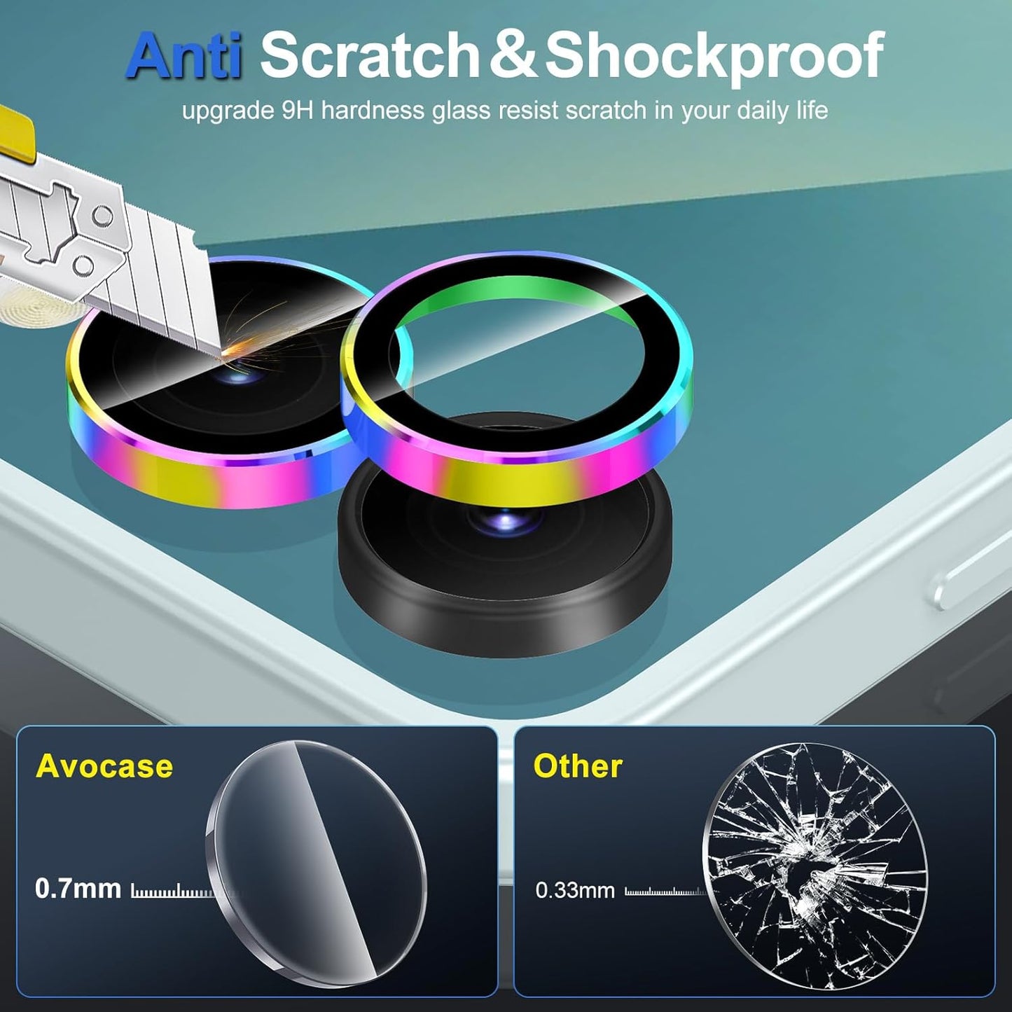 for Samsung Galaxy Z Flip 7 Camera Lens Protector, Individual Metal Ring Tempered Glass Lens Cover, [Strong Adsorption] Scratch Resistant Ultra-Thin HD Clear Lens Cover, 1 Set-Colorful Ring