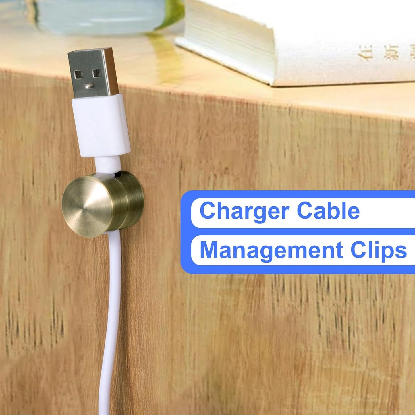 1 Set Charger Holders for Cords, Antique Copper Color Adjustable Cable Anchor Holders, Adhesive Metal Cord Clips, Cable Management Wire Organizers for Desk, Office, Nightstand