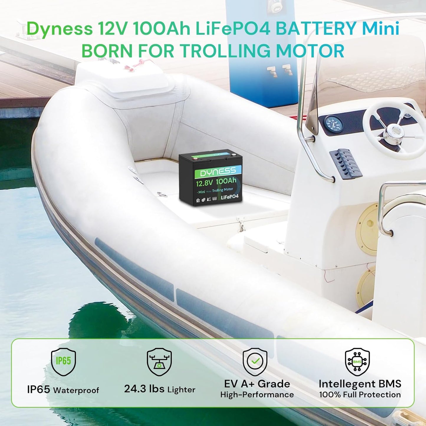 12V 100Ah Mini LiFePO4 Battery Group 24, 12.8V Lithium Battery with 100A BMS, Low-Temp Protection & 10 Years Lifespan for Trolling Motor, Marine, Boat, RVs, Solar Off-Grid, Golf Cart