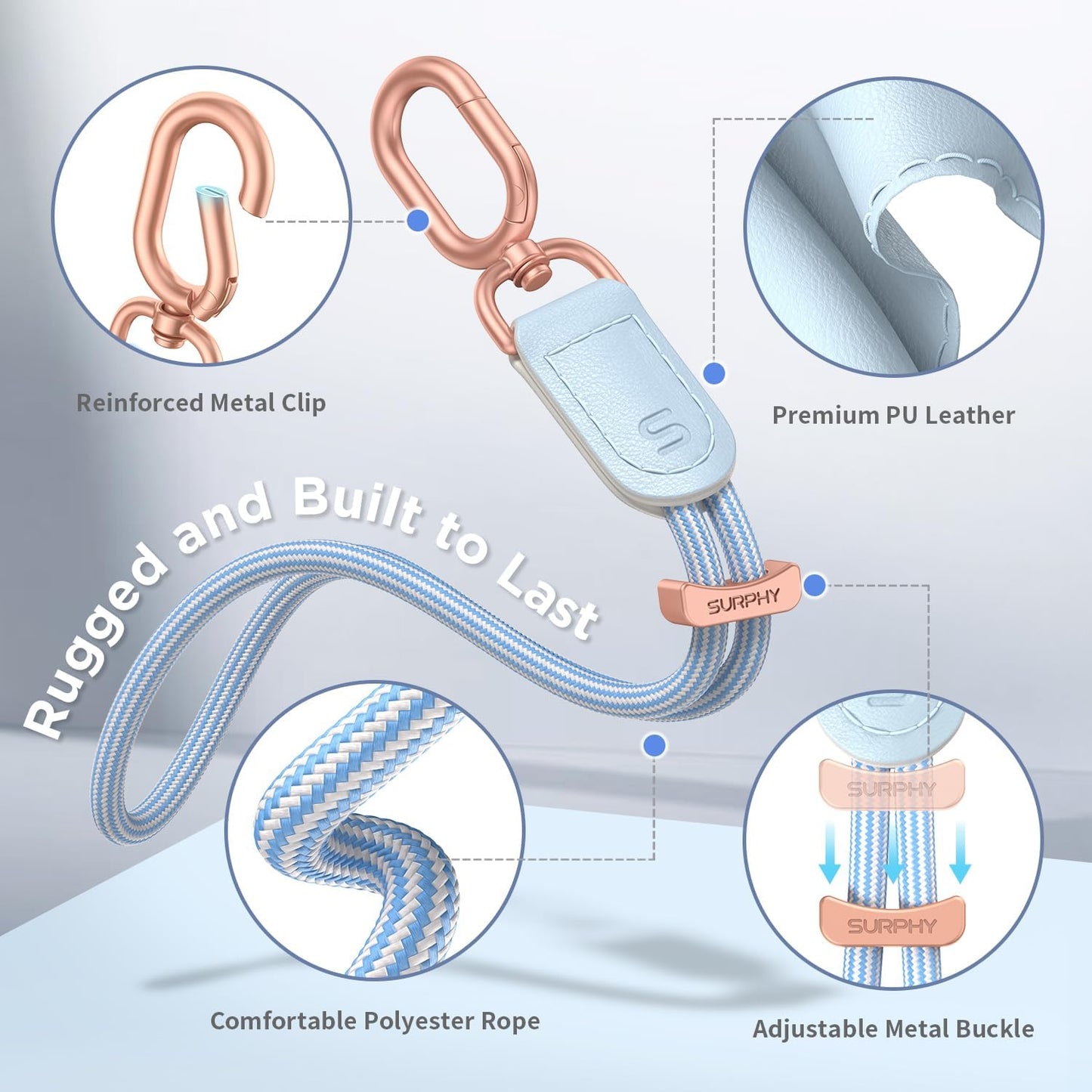 SURPHY Phone Wrist Strap, Keychain Wristlet, Phone Strap Charm with Tether Tab, Cellphone Lanyard Wrist, Key Chain for Women