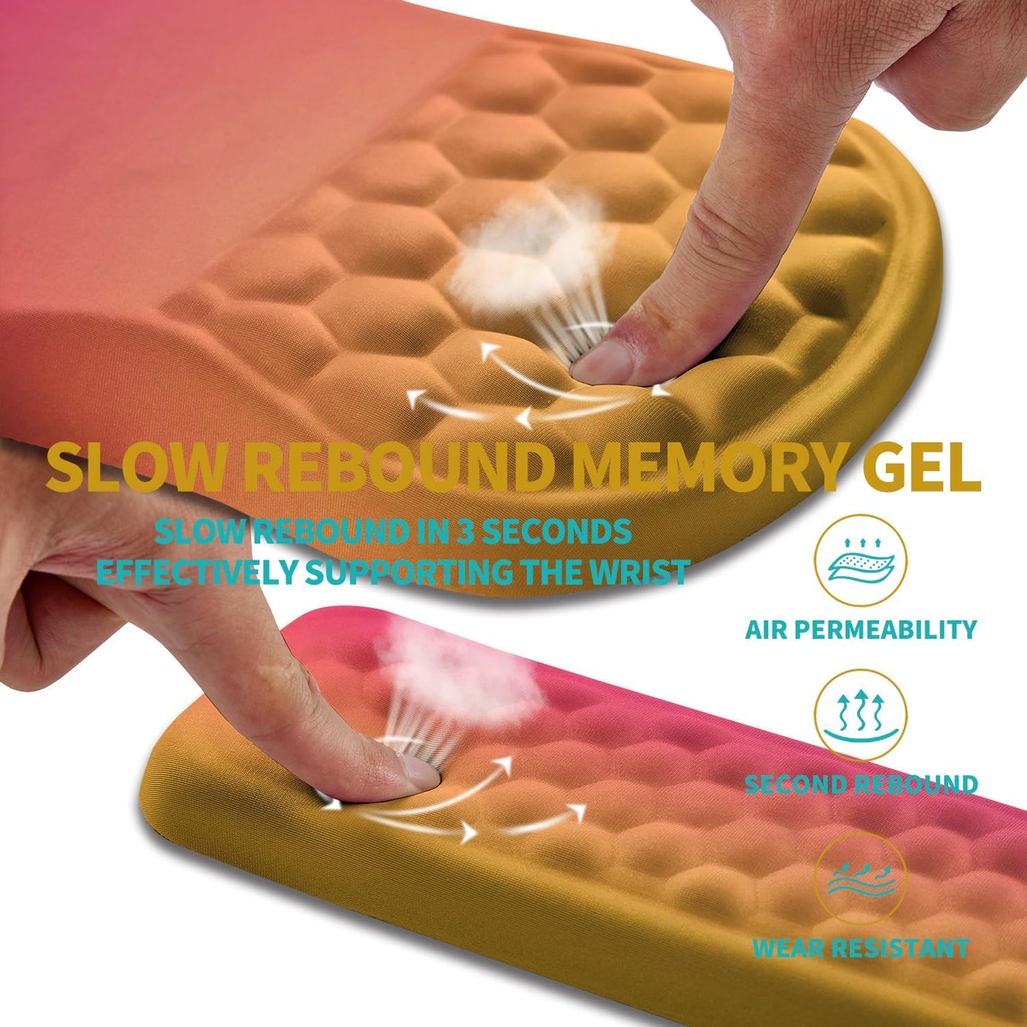 Hokafenle 2 in 1 Ergonomic Mouse Pad Wrist Support & Wrist Rest for Computer Keyboard Set, with Relieve Carpal Tunnel Pain Massage Bulge and Full Memory Gel Design (2In1 Set, Sunset Glow)