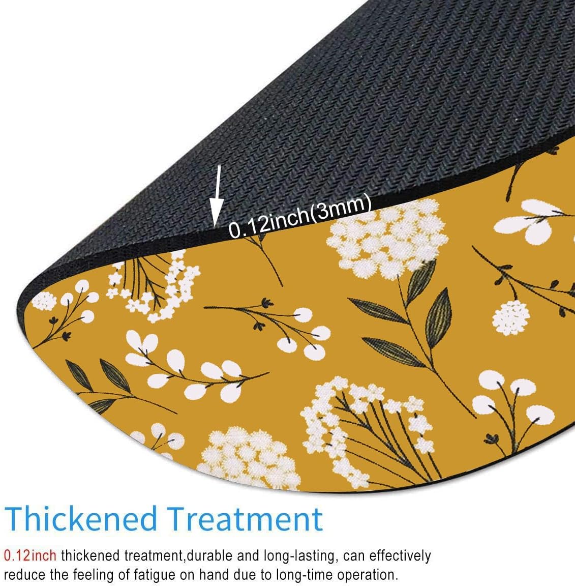 Round Mouse Pad, Cute Floral Mouse Pad with Design, Computer Mouse Mat, Non-Slip Rubber Base Mousepad, Waterproof Women Office Mouse Pads, Yellow Flowers