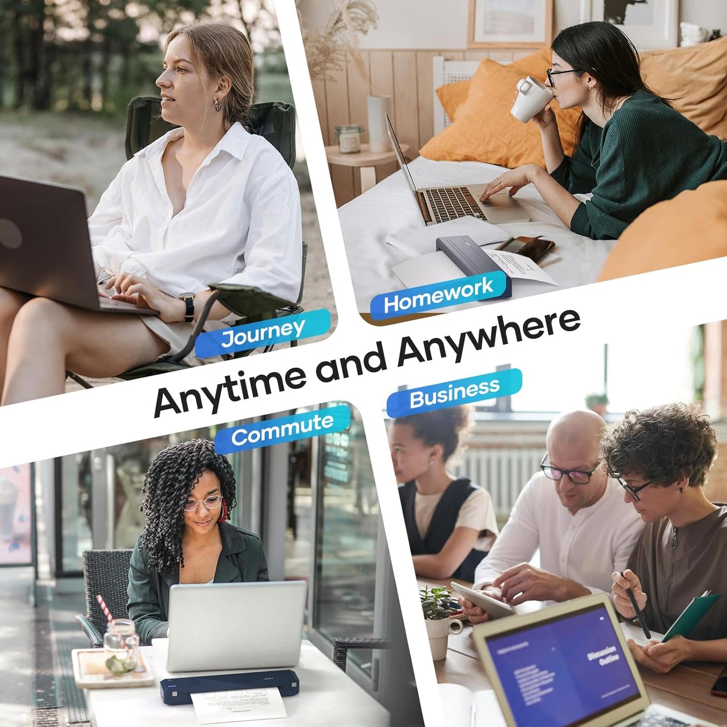 iDPRT MT888 Portable Thermal Printer Wireless for Travel,Support 8.5" X 11" US Letter Compatible with iOS, Android & Laptop,Bluetooth Mobile Inkless Printer with Case, Blue