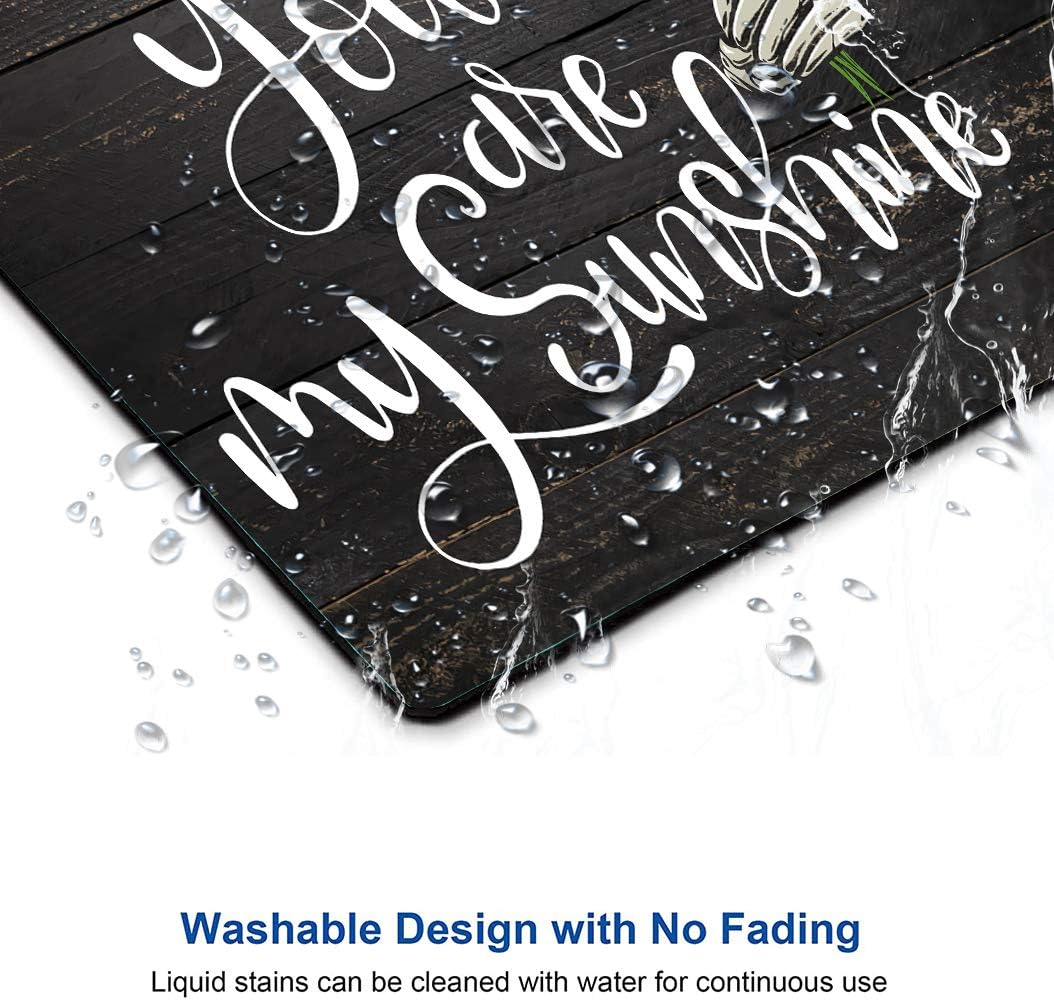 Sunflower 'You Are My Sunshine' Black Wood Gaming Mouse Mat - Square Waterproof Non-Slip Rubber Base Office Laptop Mouse Pad