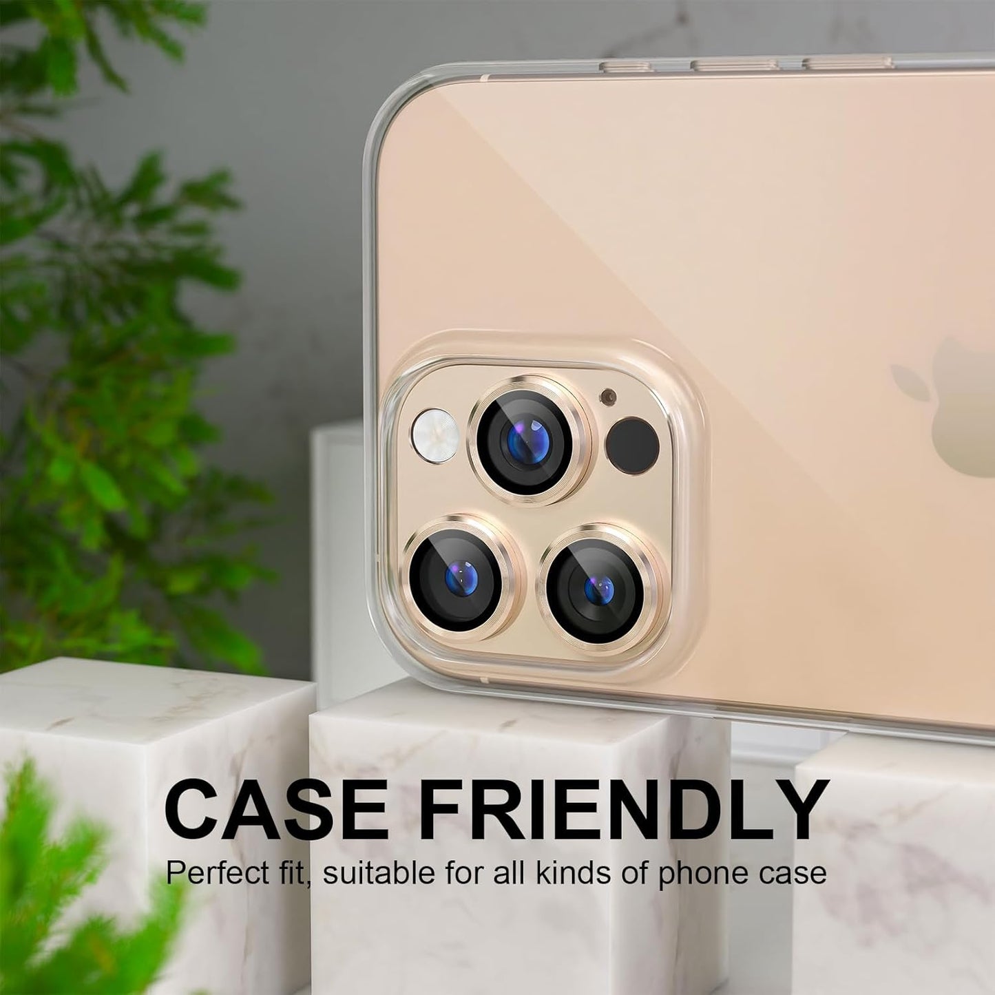 Choiche Compatible for iPhone 16 Pro/iPhone 16 Pro Max Camera Lens Protector, Bling Camera Cover with 9H Tempered Glass Lens Screen Protector Metal Ring Decoration Accessories (Titanium Desert)