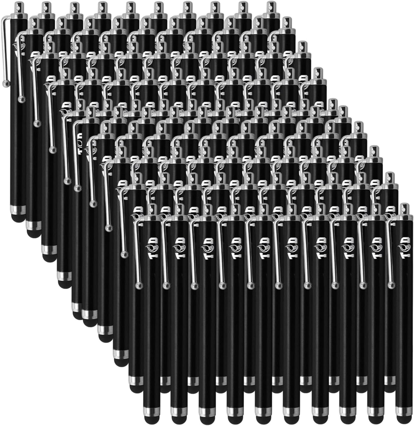 TCD 100 Pack Stylus Pen for iPad, High Precision Universal Capacitive Bulk Digital Stylus Pen – Compatible w/iPhone, Tablet, Touchscreen Laptop – Rubber Tip Black Styluses for All Touch Screen Devices