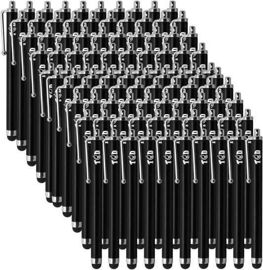 TCD 100 Pack Stylus Pen for iPad, High Precision Universal Capacitive Bulk Digital Stylus Pen – Compatible w/iPhone, Tablet, Touchscreen Laptop – Rubber Tip Black Styluses for All Touch Screen Devices