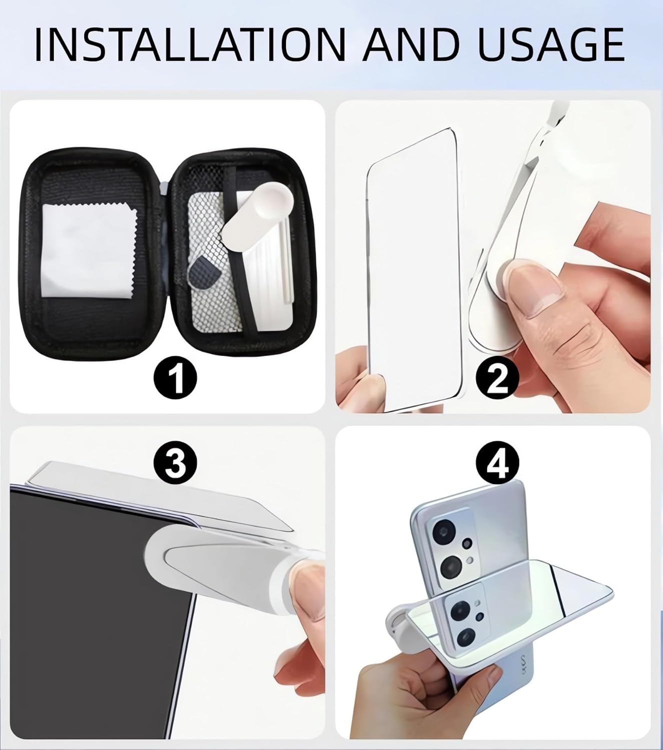 2024 Smartphone Camera Mirror Reflection Clip Kit -【New Version】 Smartphone Selfie Reflector, Adjustable Mobile Phone Reflection Camera Clip, Mirror Reflection Phone Clip for All Phones (2PCS-Balck)