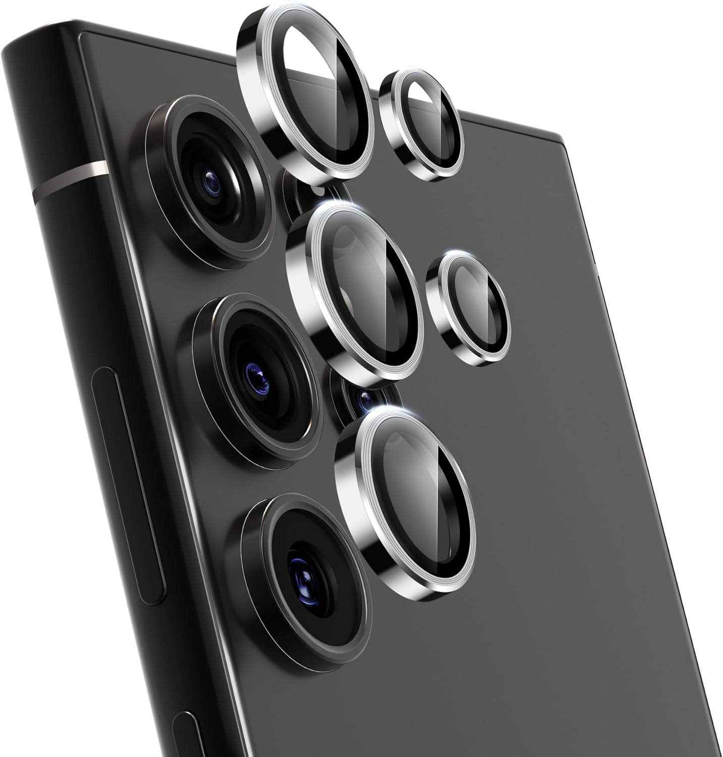 For Samsung Galaxy S23 Ultra Camera Lens Protector, Individual Lens Protector, Ultra HD 9H Tempered Glass Screen Protective Cover, Anti-scratch, Military Grade Drop Protection 2 Set. (Titanium Silver, S23 Ultra)