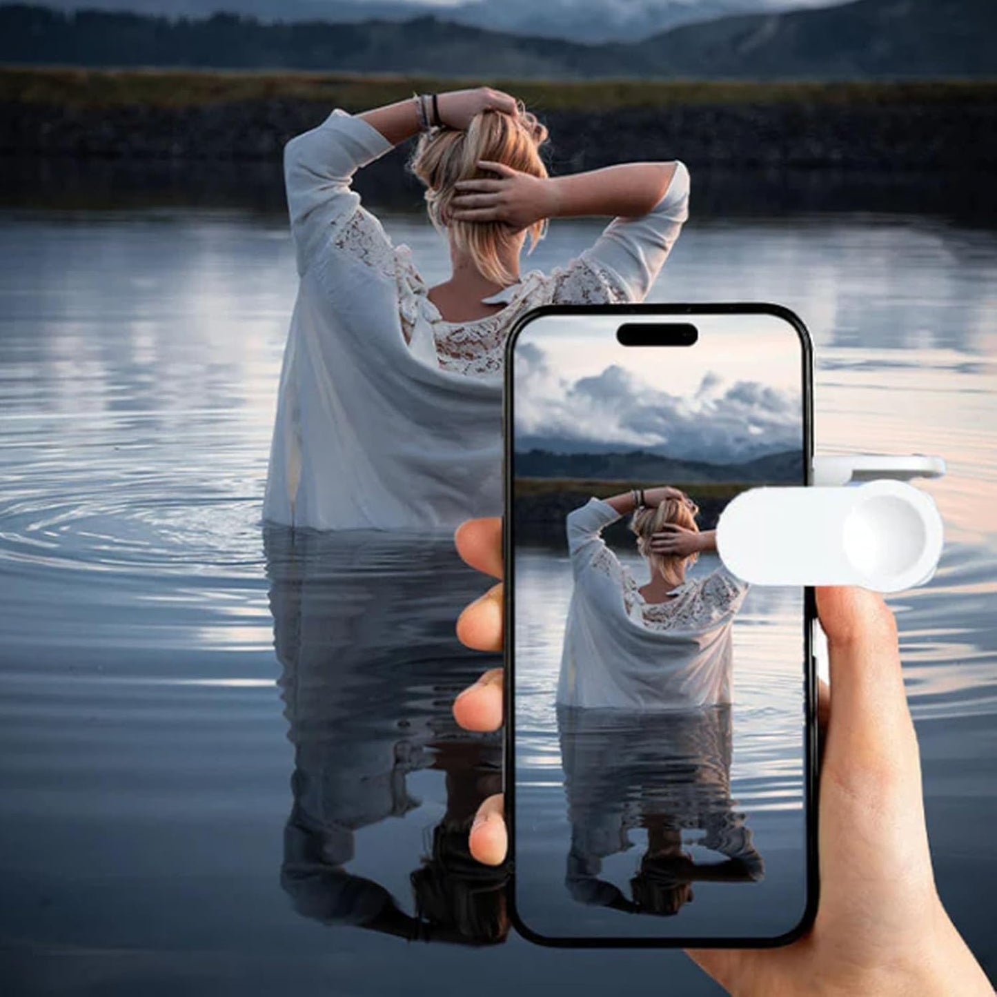 Mirror Effect Lens - Capture Stunning Reflections Instantly,Camera Mirror Reflection Clip for Back Camera Recording, Adjustable Hd Glass Phone Shooting Reflection Mirror (Black)