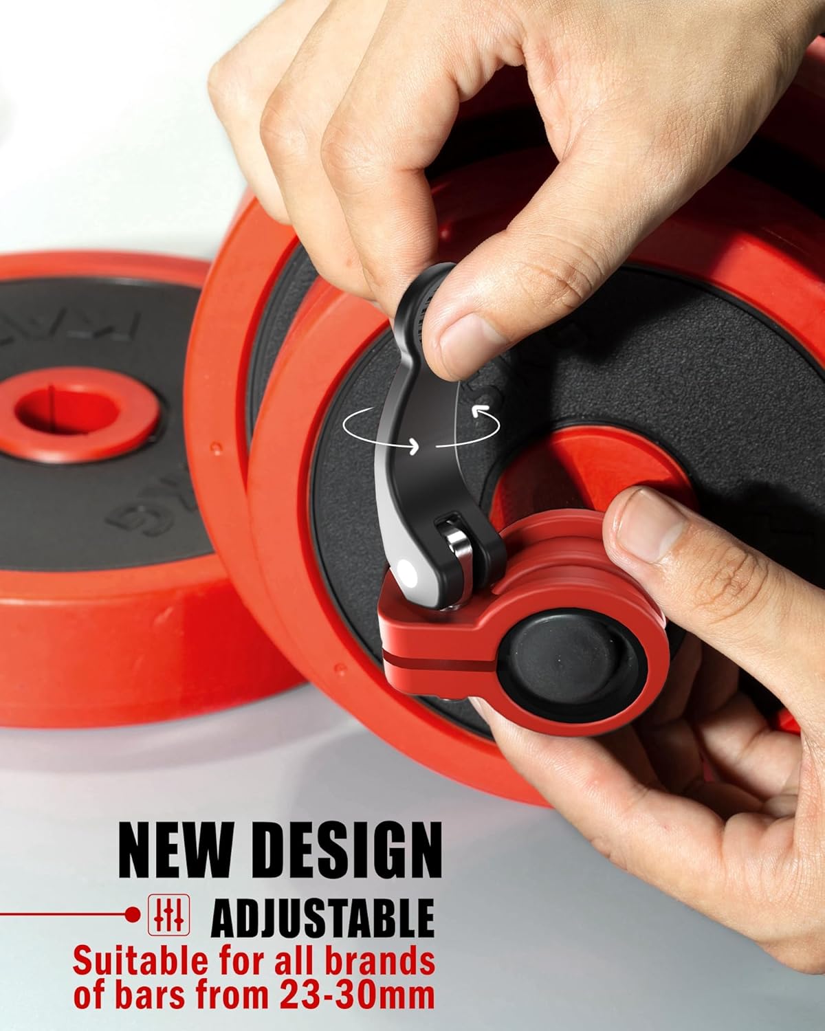 Narrow Barbell Clips 2.5cm Width for Olympic Bars, 0.9-1.18inch Adjustable Weight Clamps, Quick Release Locking Collars for Weightlifting