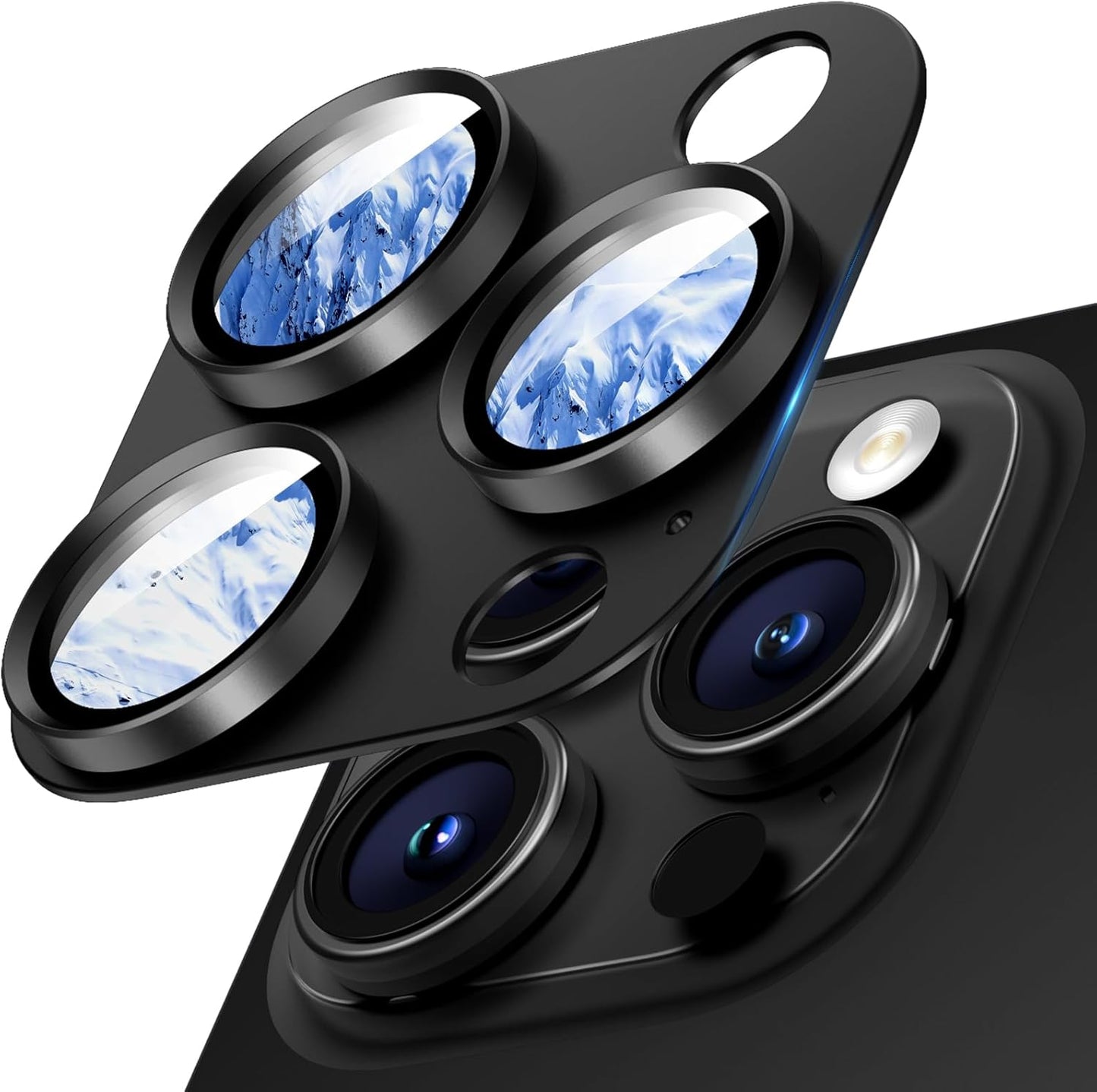 Camera Lens Protector for iPhone 16 Pro Max/16 Pro/iPhone 15 Pro Max/15 Pro/iPhone 14 Pro Max/14 Pro, Aluminum Alloy Sapphire Glass Camera Screen Cover, Case Friendly- Black Titanium