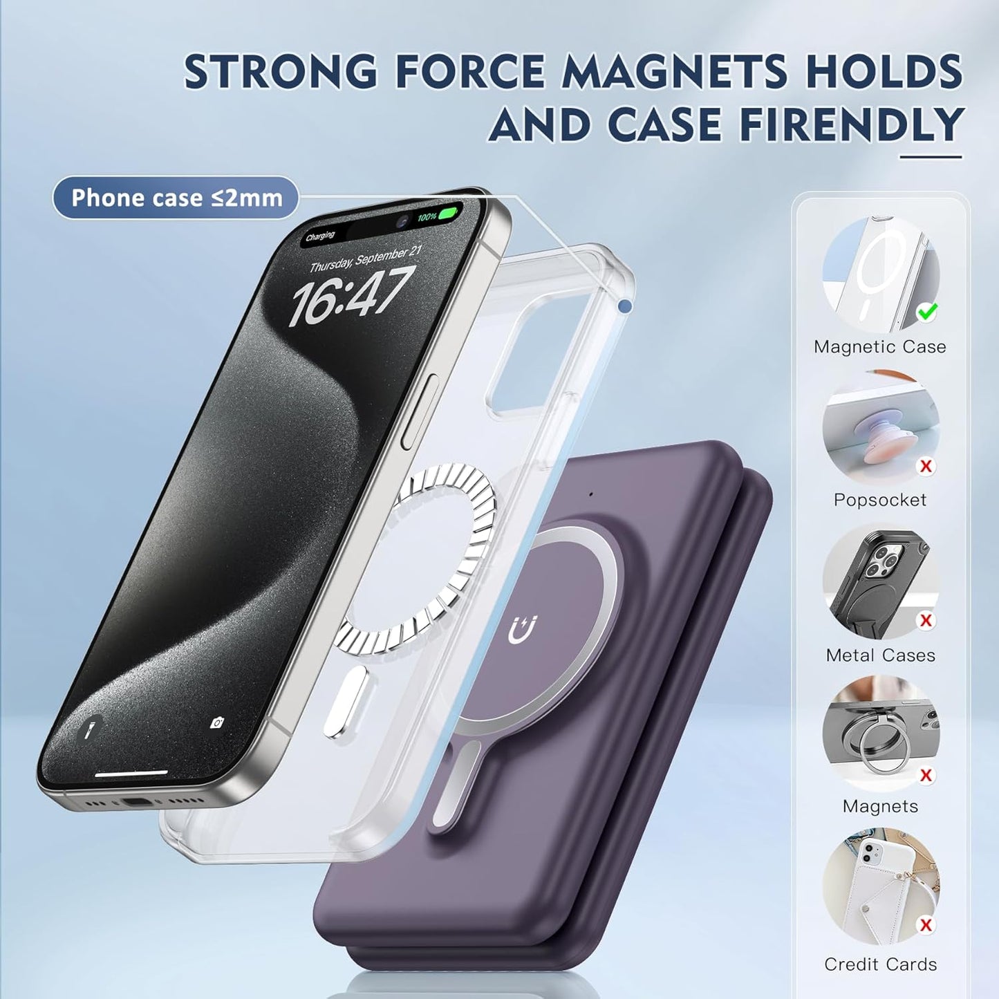 Wireless Charger iPhone - 3 in 1 Charging Station for Apple Devices for iPhone 16 15 14 13 12 Pro Max Plus - Foldable Magnetic Charging Pad for Apple Watch Series & Airpods Series