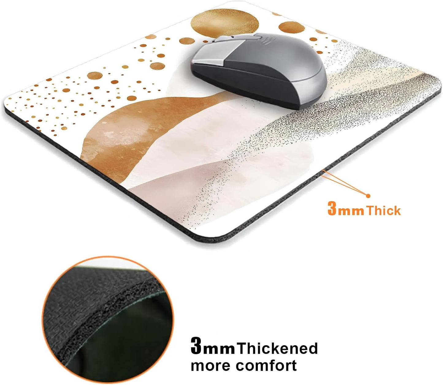 Aesthetic Mountains Boho Mouse Pads for Desk, Portable Wireless Computer Mouse pad Small Design with Women, Non-Slip Rubber Base Laptop Mousepad 9.5" x 7.9" Smooth Surface for Office & Travel