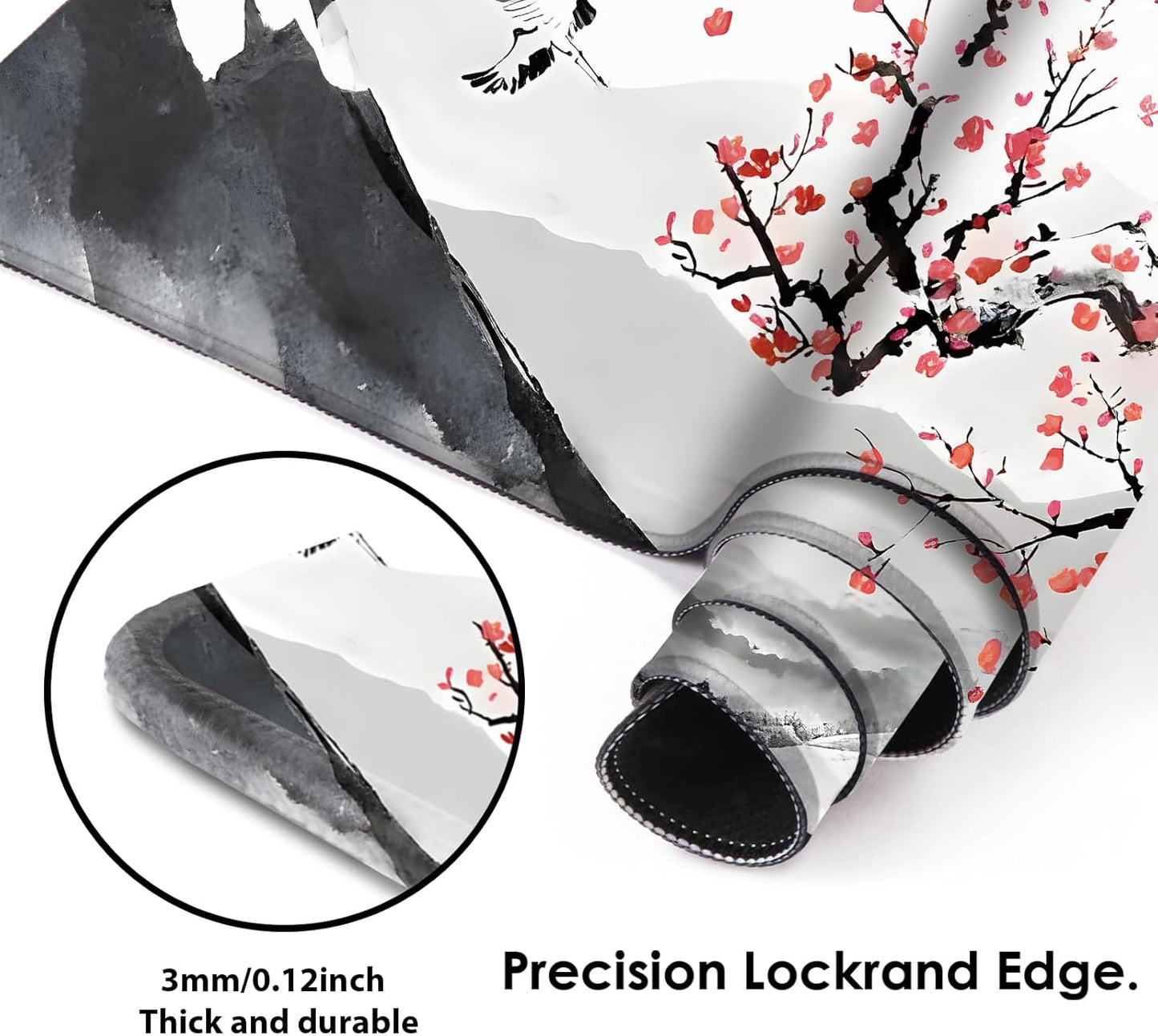 Galdas Gaming Mouse Mat Forest Background Pattern XXL XL Large Mouse Mat Long Extended Mouse Pad Desk Mat Non-Slip Rubber Mice Pads Stitched Edges Thin Pad (Ink and Wash)