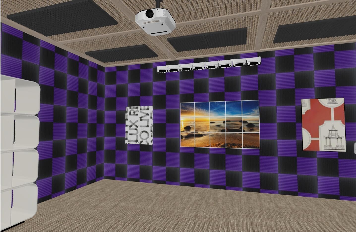 96 Pack Black/purple 12 "X 12 "X1" Acoustic Panels Studio Soundproofing Foam Wedge Tiles,