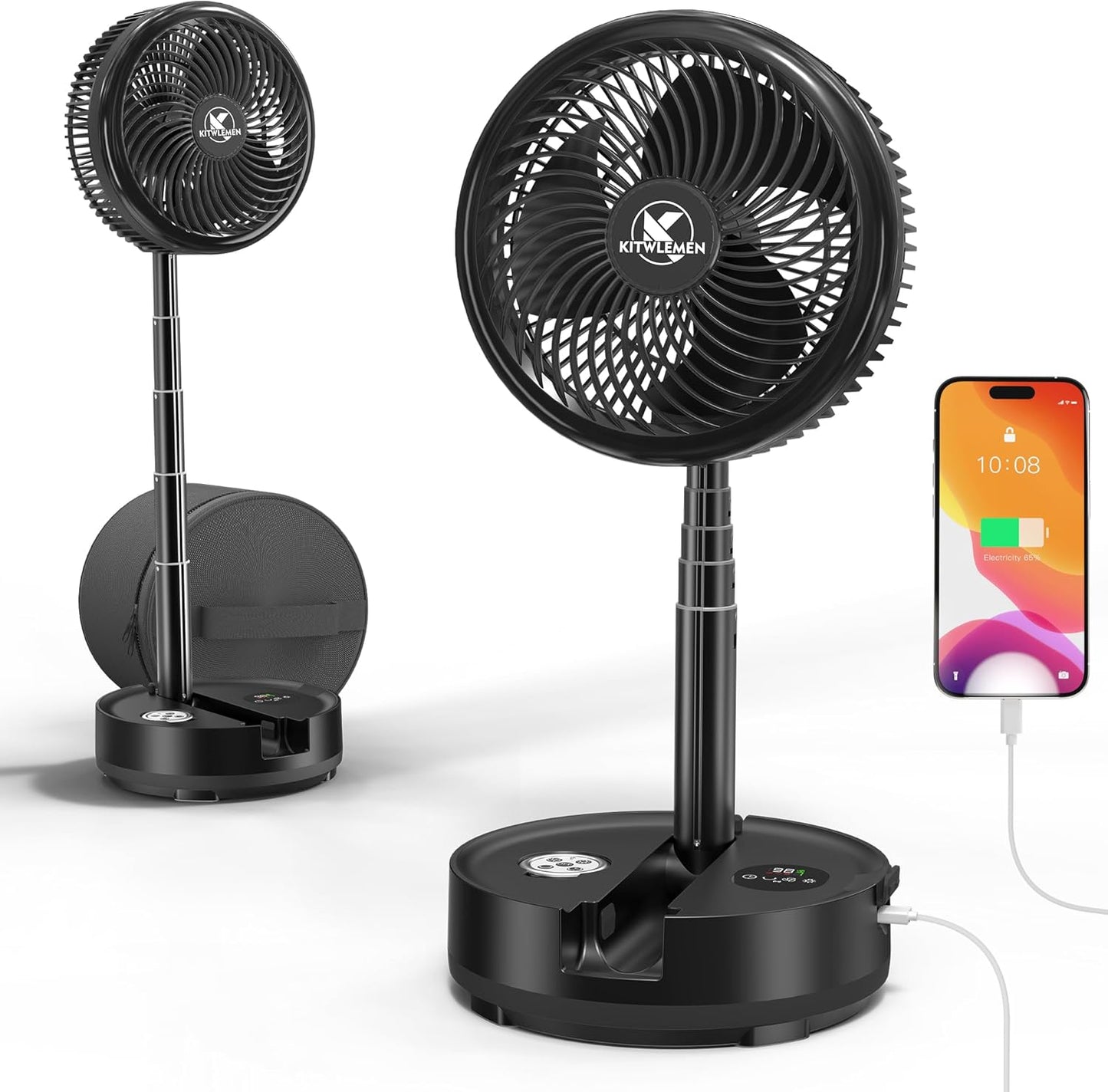 40000mAh Battery Operated Camping Fan - 106Hrs Rechargeable Oscillating Table Fan with Light & Timer, 9 Speeds Portable Travel Fan for Cruise RV Trip, Hurricane Power Outage (10" with Case)
