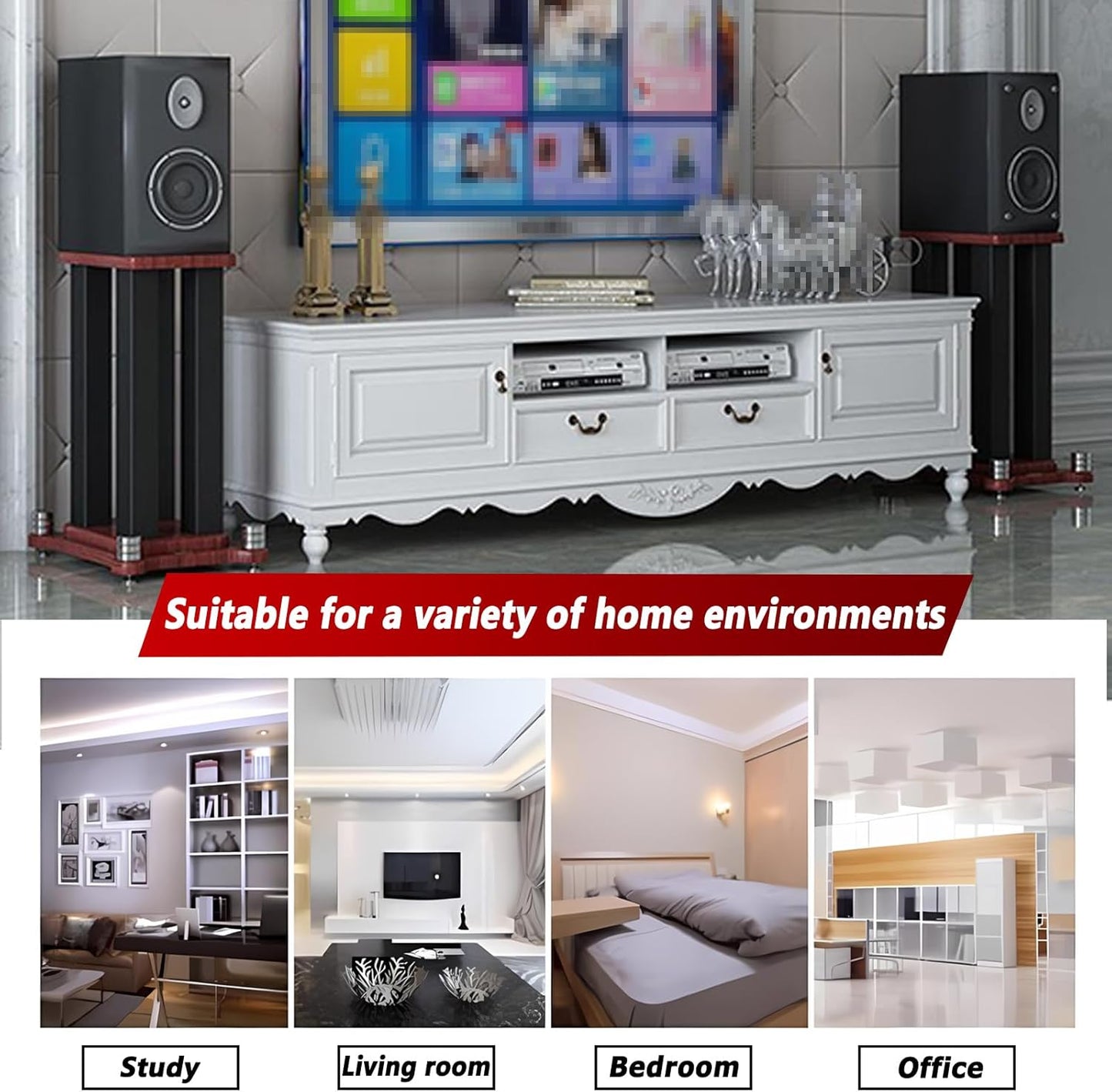 A Pair of Universal Speaker Stands, Heavy Duty Speaker Stands Holds Bookshelf Speaker Satellite Speaker Large Speaker, Vibration-Absorbing MDF Design, Holds 88lbs Speaker (Teak, 80cm/31.4in)