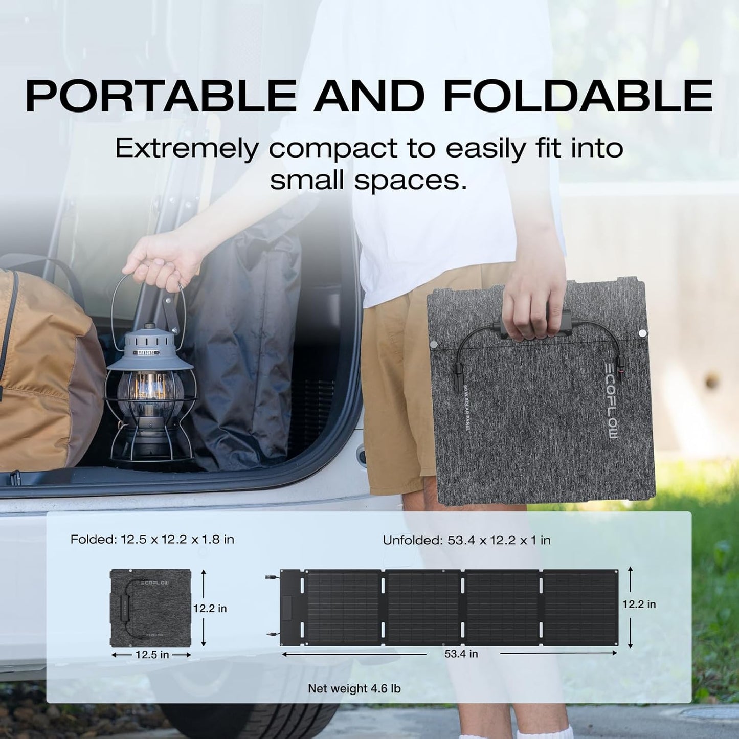 EF ECOFLOW Portable Power Station RIVER 2 with 60W Solar Panel, 256Wh LiFePO4 Battery/ 1 Hour Fast Charging, Up to 600W Output, Solar Generator for Outdoor Camping/RVs/Home Use