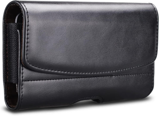 Phone Holster for Samsung Galaxy S25 S24 S23 S22 S21 Ultra S20 FE S10 S9+ S8+ Note 20 A12 A32 A52 A02S A11 A21 A51 PU Leather Cell Phone Pouch with Belt Clip Loop Card Holder,Black