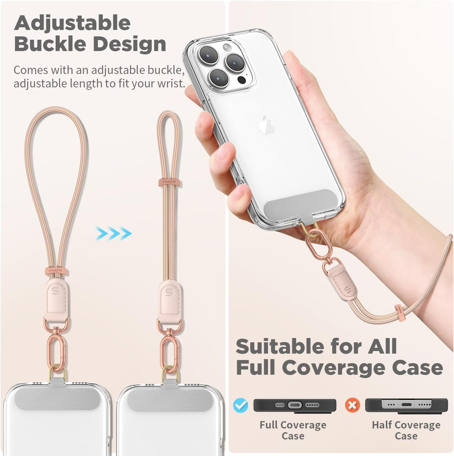 SURPHY Phone Wrist Strap, Keychain Wristlet, Phone Strap Charm with Tether Tab, Cellphone Lanyard Wrist, Key Chain for Women