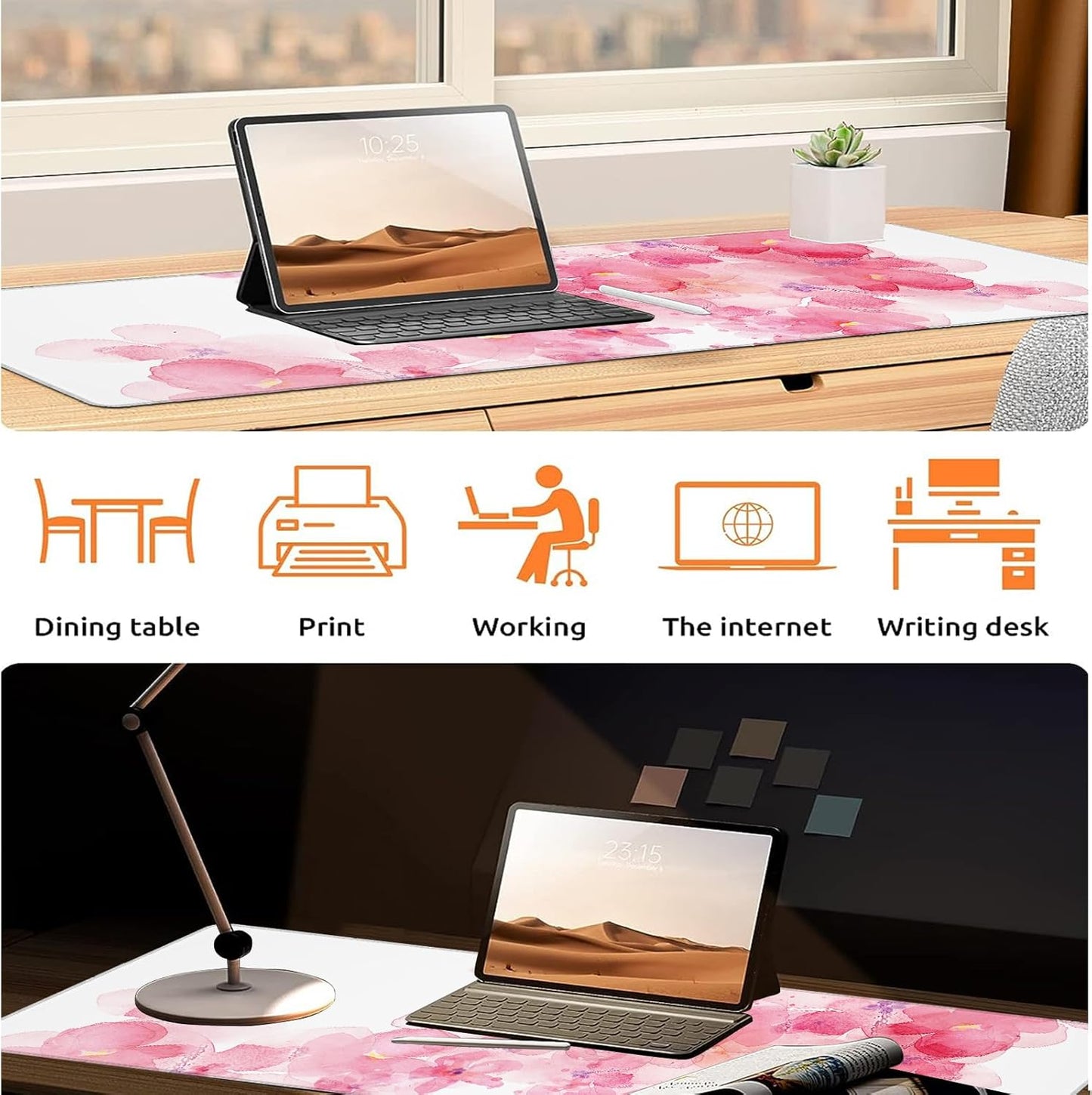 Daisy Gaming Mouse Pad, Large Office Desk Mat, Anti-Slip Rubber Base Mousepad for Computer Laptop Keyboard, Smooth Desk Pad for Home Office Gamer Work Accessories 31.5" x 11.8"