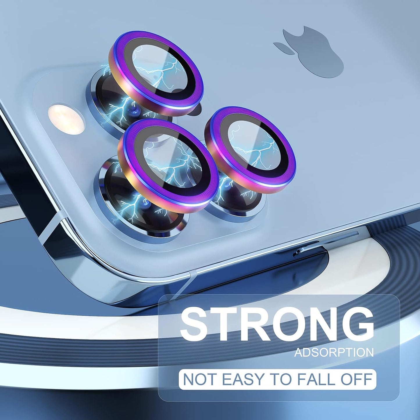 Choiche [3+1 for iPhone 13 Pro/iPhone 13 Pro Max Camera Lens Protector, 9H Tempered Glass Camera Cover Screen Protector Metal Ring Decoration Accessories (Colorful)