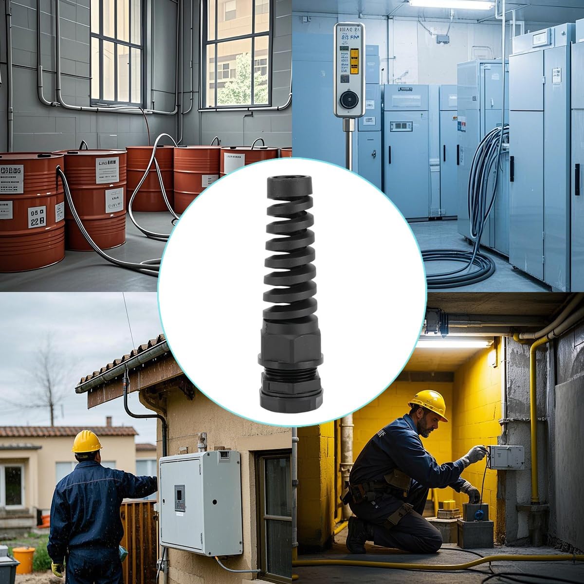 6 Pcs Waterproof Cable Gland,PG13.5(NPT 1/2) Thread(6-12mm), Made of PA66 Material,waterproof wire grommet Strain Relief Cord Connectors,Suitable for Various Electrical Installations