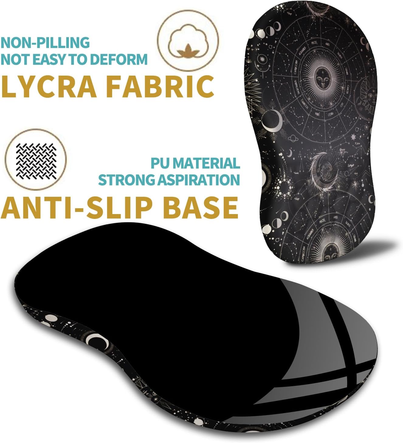 Hokafenle Ergonomic Mouse Pad Wrist Support with Massage Design, Wrist Rest Pain Relief Mousepad with Memory Foam&Non-Slip PU Base,Mouse Pads for Wireless Mouse (12x8 inch,Tarot Constellation)