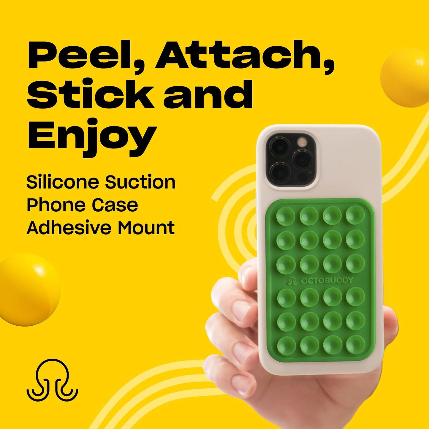 Classic MAX - Silicone Suction Phone Case Adhesive Mount - Hands-Free, Strong Grip Holder for Selfies and Videos - iPhone and Android Compatible - 2.6″ x 3.9″, Spade Green
