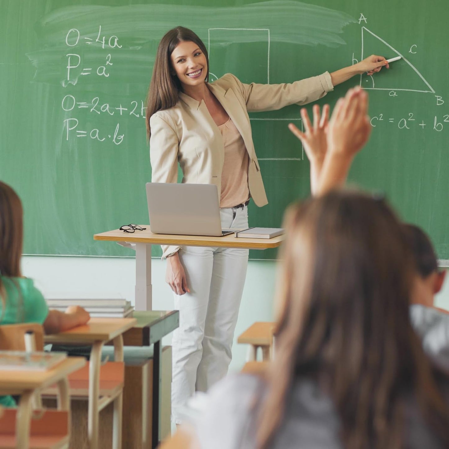 SANODESK Medical Adjustable Overbed Bedside Table with Casters 90° Tilt Top Pneumatic Mobile Rolling Laptop Computer Standing Desk Cart with Tray, Hospital and Home Use(27.6" W x 15.7" D, Maple)