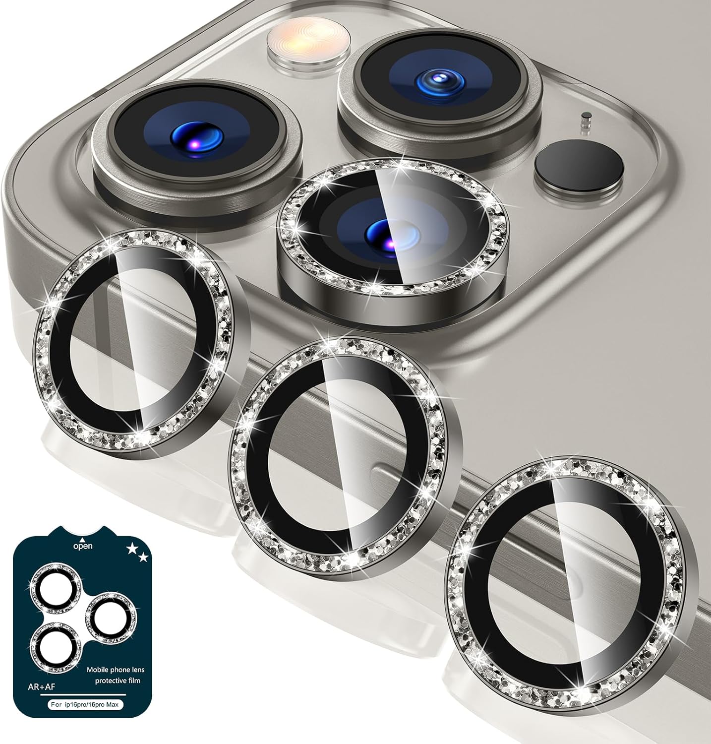 Tensea Camera Lens Protector Compatible for iPhone 16 Pro Max/16 Pro/14 Pro Max/14 Pro, Metal Aluminum Alloy Tempered Glass Cover Camera Screen Protector Accessories, Case Friendly