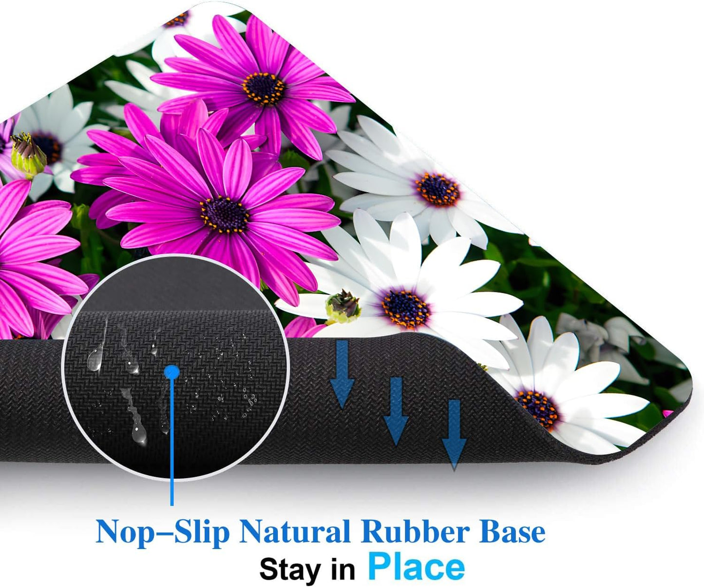 Purple and White Flowers Mouse Pads for Desk, Portable Wireless Computer Mouse pad Small Design with Women, Non-Slip Rubber Base Laptop Mousepad 9.5" x 7.9" Smooth Surface for Office & Travel