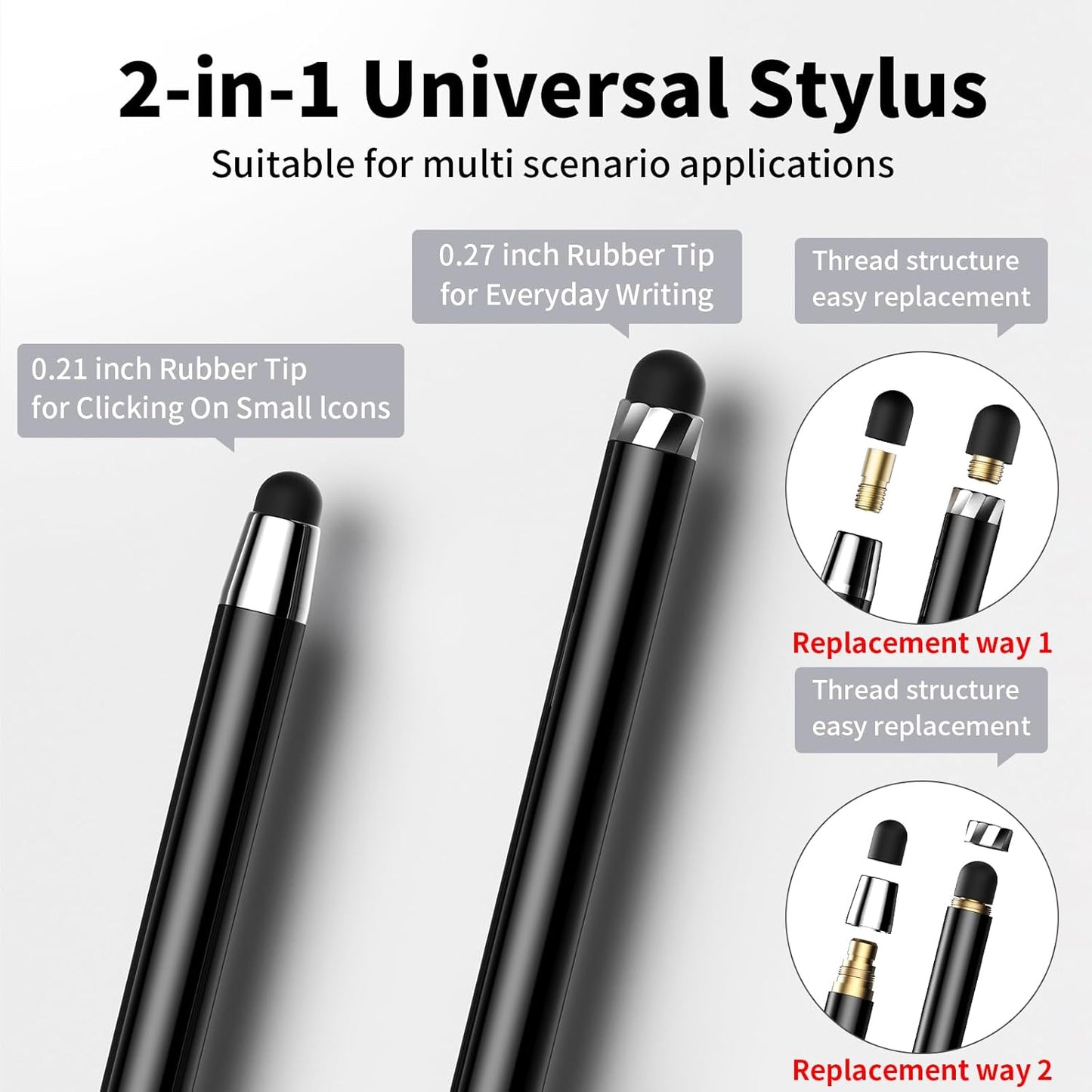 10 PCS Stylus,Stylus Pen for Touchscreen,Stylus 2-in-1 High Sensitivity & Precision Suitable for All Touch Screens of iPhone/ipad/Android Tablets(10 Stylus Pen Silver/Black + 20 Tips)