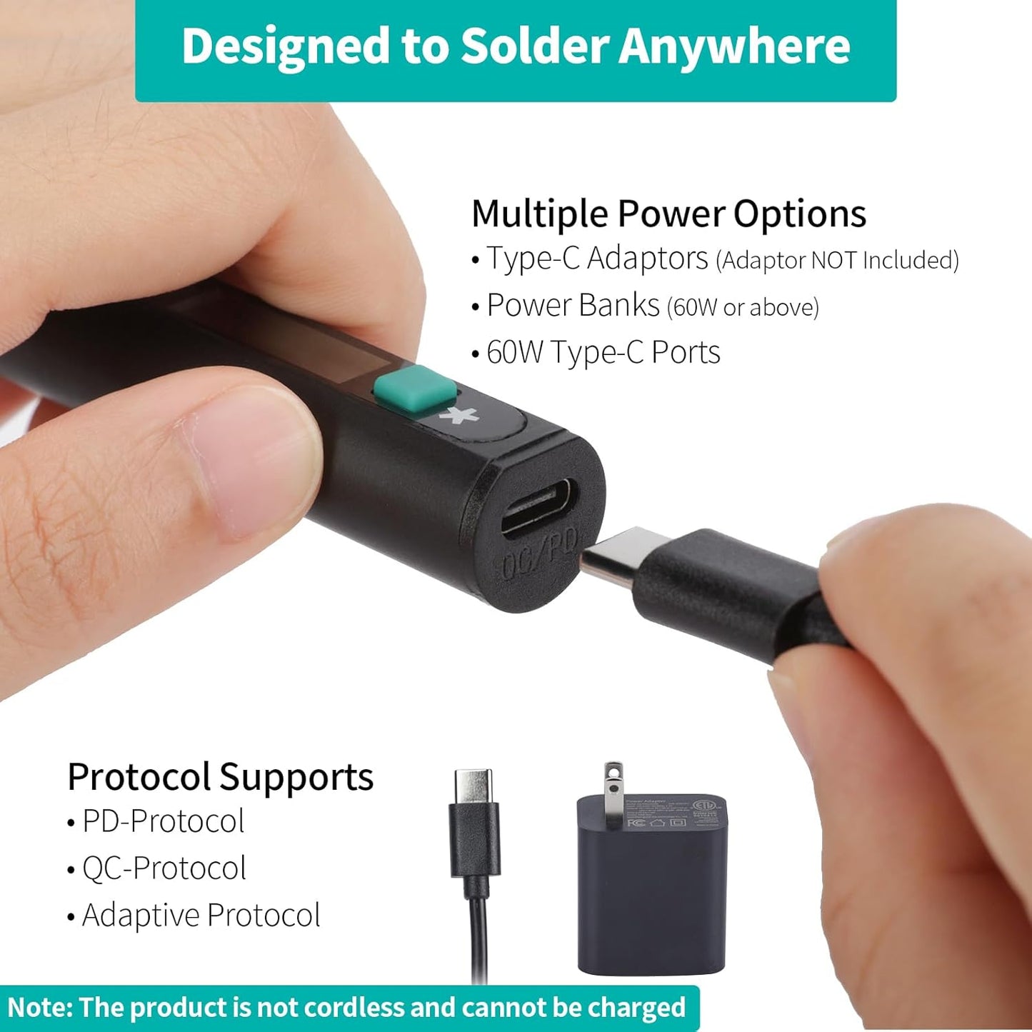 YIHUA 928D-IV Soldering Iron Kit with Type-C Port, Fast-Heating with C235 Cartridge, 194~842°F Temperature Adjustable, PD/QC/Adaptive Protocols, LCD Display, and Multi-Functional Cover