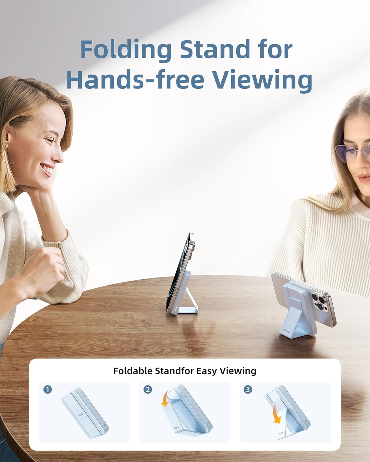 10000mAh Magnetic Wireless Power Bank with Foldable Stand, 3-in-1 MagSafe Charger 20W Fast Charging Compatible with iPhone 16/15/14, AirPods, Samsung Devices | Blue