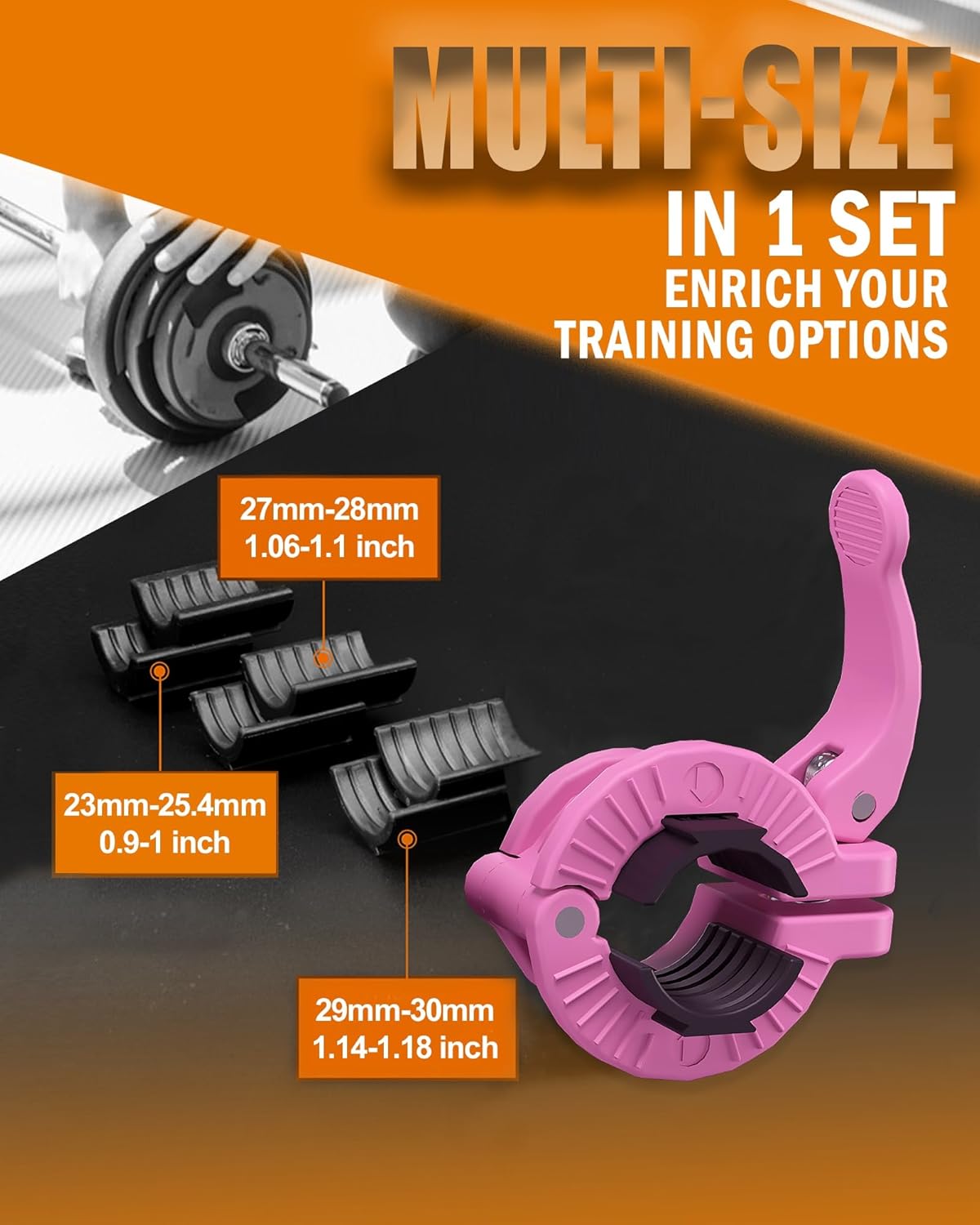MAXRICH Barbell Clamp 1 inch Multiple Sizes & Adjustable Weight Clips for Quick Release Barbell Collars