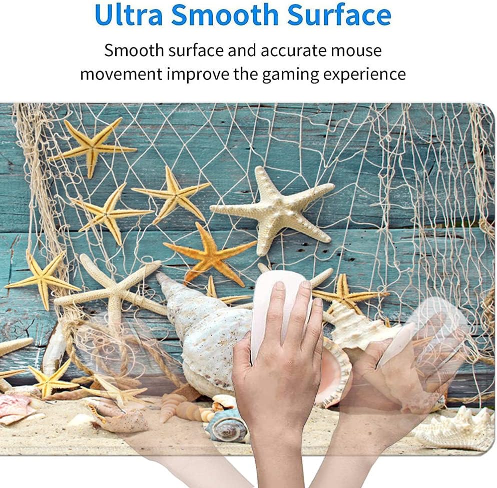 RTGGSEL 31.5x11.8 Inch Non-Slip Long Extended Large Gaming Mouse Pad with Stitched Edges XL Laptops Keyboard Mouse Mat(Starfish)
