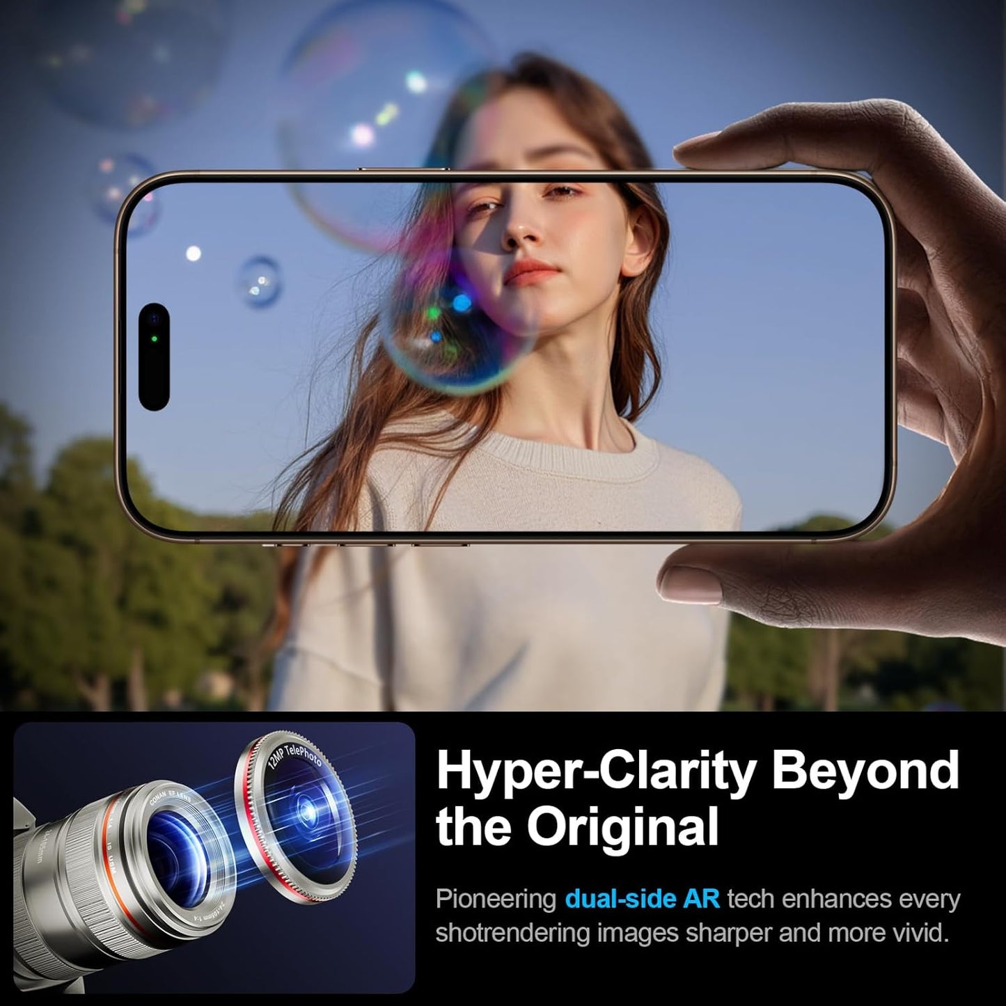 X-it 1 Pack Camera Lens Protector, Shatterproof Protection Anti-Scratch Ultra HD Camera Protector, Anti-Glare 9H Tempered Glass Lens Protector for iPhone 16 Pro Max/16 Pro, Case Friendly, Silver Red