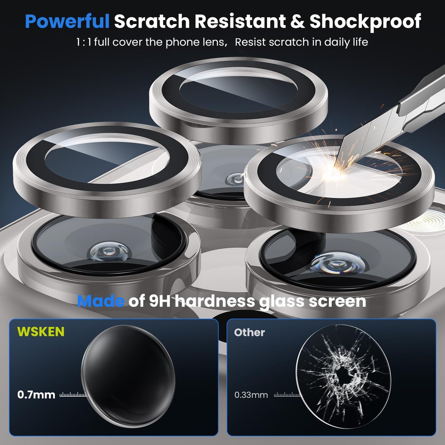 WSKEN for iPhone 16 Pro/iPhone 16 Pro Max Camera Lens Protector - [Original Shooting Model] Shatterproof Ultra HD Tempered Metal Glass Camera Screen Protector Cover Film Accessories