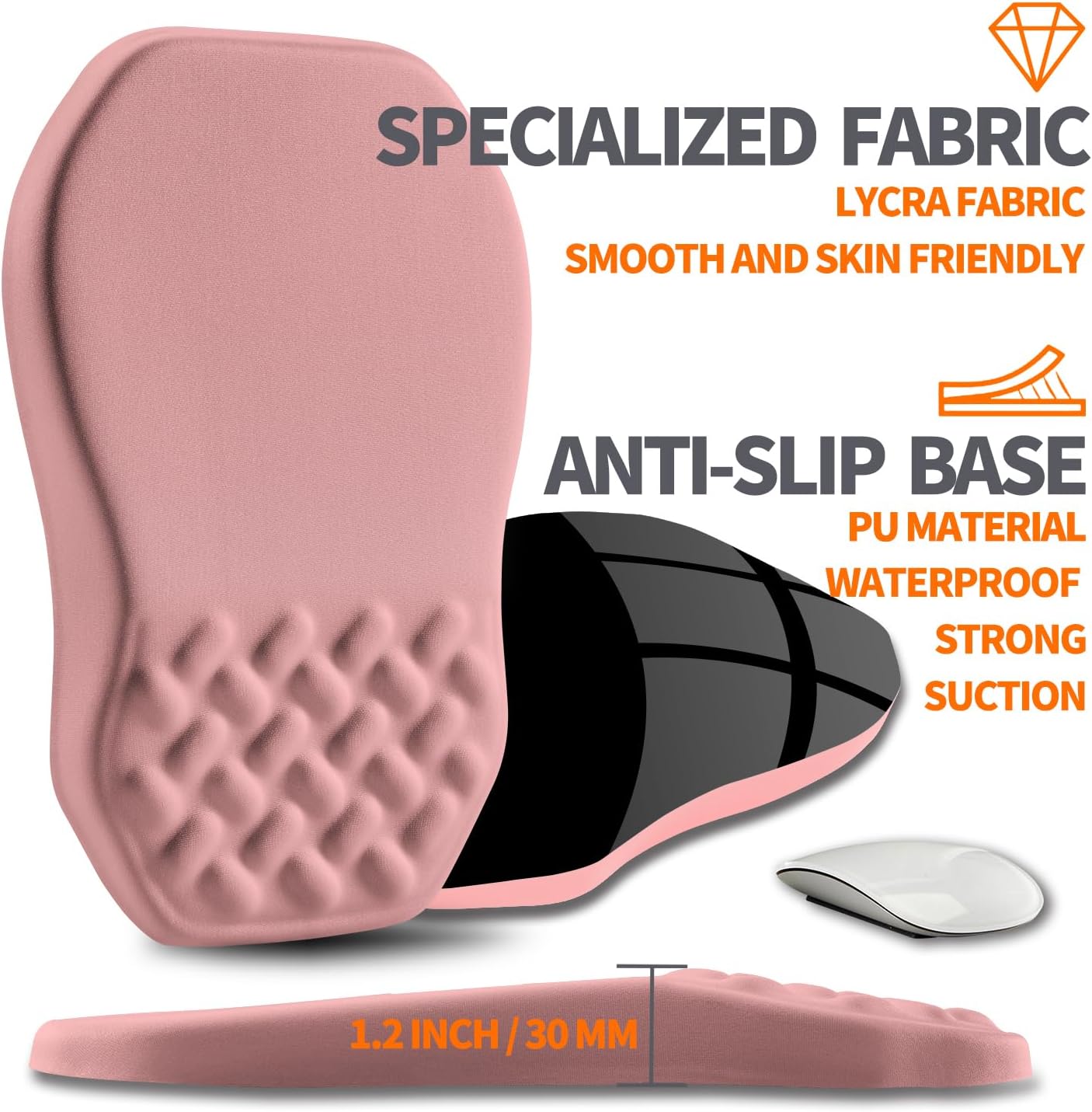 Ergonomic Slope Mouse Pad Wrist Support, Wrist Rest Mousepad for Carpal Tunnel Pain Relief with Massage Bulge and Slow Rebound Memory Foam (12x8 inch, Pink)