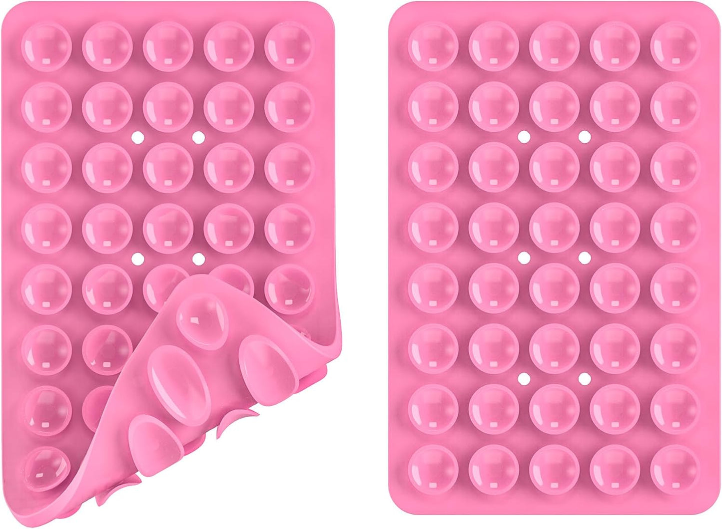 Double Sided Silicone Suction Phone Holder Mount, Silicon Accessory for iPhone and Android, Hands-Free Mirror Shower Phone Holder, TikTok Videos and Selfies (Pink+Transparent)