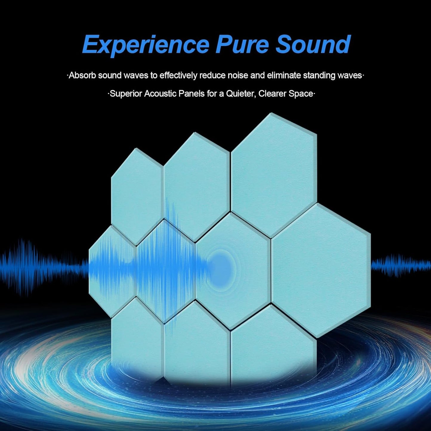 Mollywell Hexagon Acoustic Panels, High Density, Soundproofing, Decorative Noise Reduction Felt Wall Tiles for Ceilings, Home Office & Gaming Room (Smoke Green), 14x12x0.4 Inch